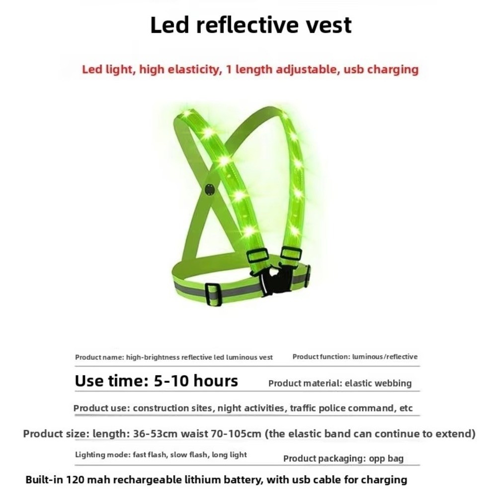 New Polyester LED Safety Vest  - Running Gear Lights ulasan dan harga
