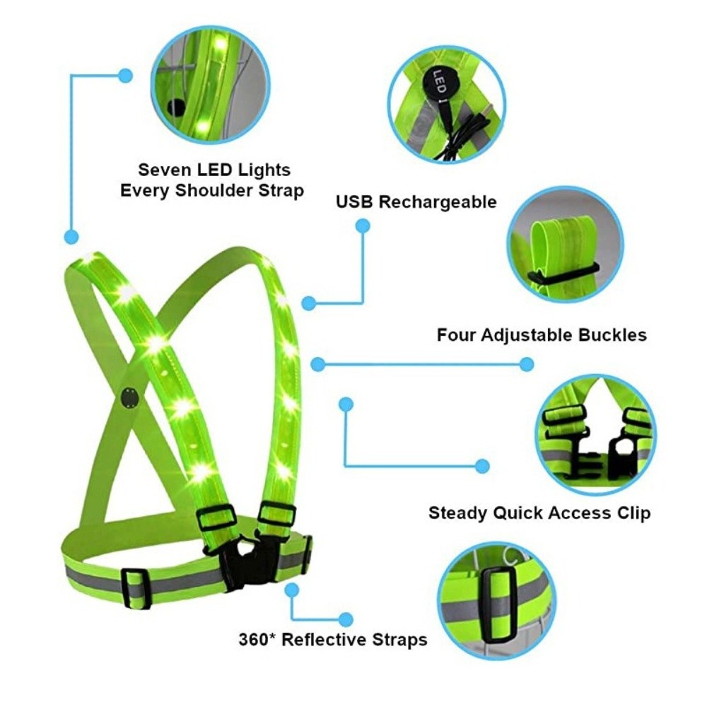 New Polyester LED Safety Vest  - Running Gear Lights ulasan dan harga